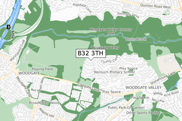 B32 3TH map - small scale - OS Open Zoomstack (Ordnance Survey)