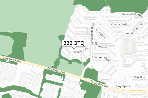 B32 3TQ map - large scale - OS Open Zoomstack (Ordnance Survey)