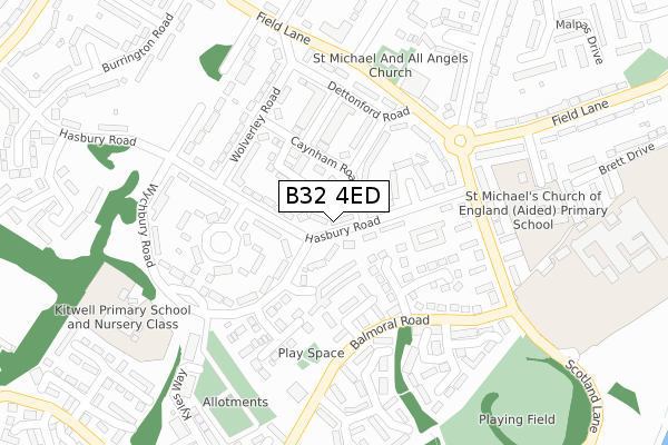 B32 4ED map - large scale - OS Open Zoomstack (Ordnance Survey)