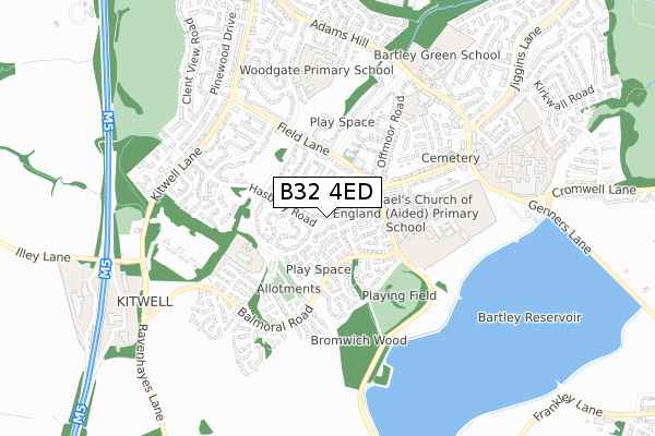 B32 4ED map - small scale - OS Open Zoomstack (Ordnance Survey)