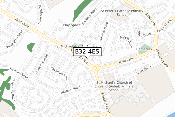 B32 4ES map - large scale - OS Open Zoomstack (Ordnance Survey)