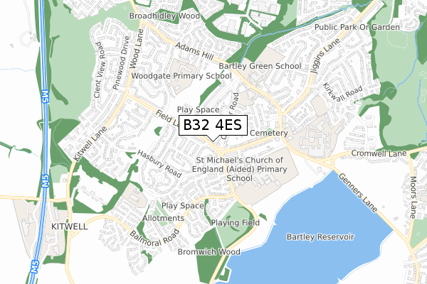 B32 4ES map - small scale - OS Open Zoomstack (Ordnance Survey)