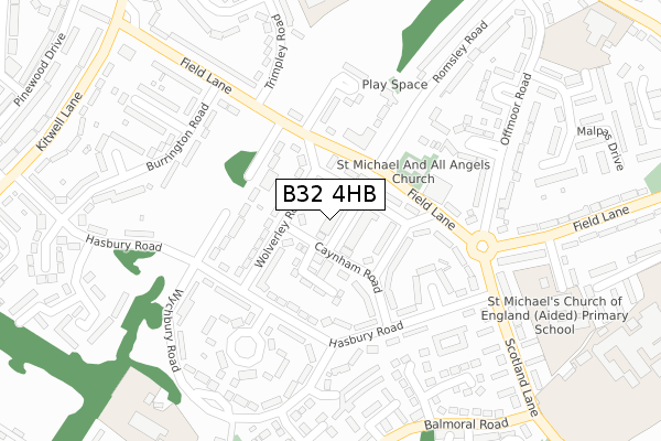 B32 4HB map - large scale - OS Open Zoomstack (Ordnance Survey)