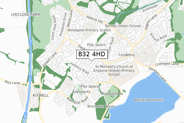 B32 4HD map - small scale - OS Open Zoomstack (Ordnance Survey)