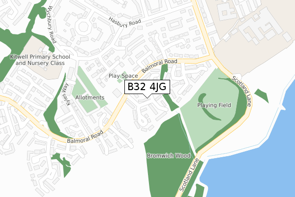 B32 4JG map - large scale - OS Open Zoomstack (Ordnance Survey)