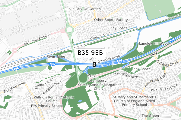 B35 9EB map - small scale - OS Open Zoomstack (Ordnance Survey)