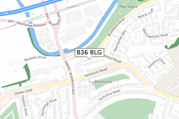 B36 8LG map - large scale - OS Open Zoomstack (Ordnance Survey)