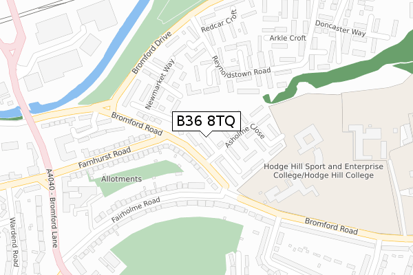 B36 8TQ map - large scale - OS Open Zoomstack (Ordnance Survey)