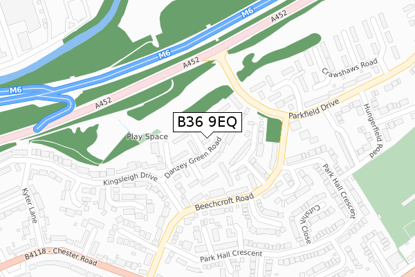 B36 9EQ map - large scale - OS Open Zoomstack (Ordnance Survey)