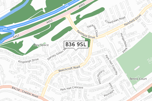 B36 9SL map - large scale - OS Open Zoomstack (Ordnance Survey)