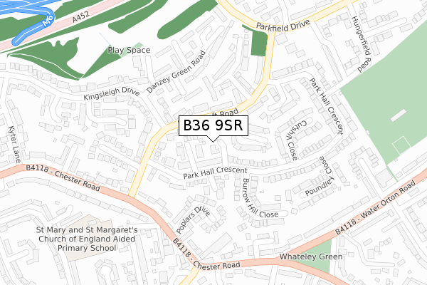 B36 9SR map - large scale - OS Open Zoomstack (Ordnance Survey)