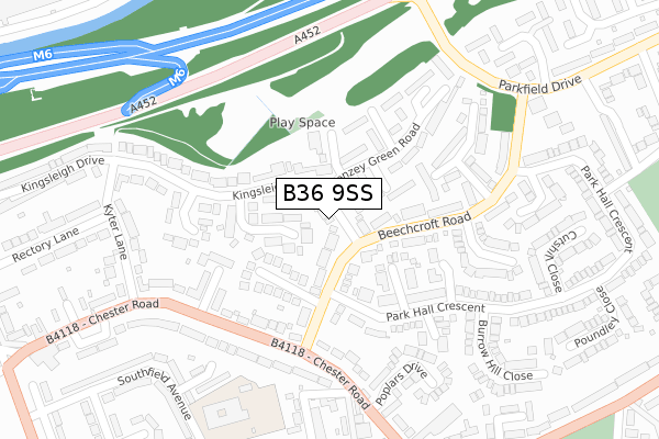 B36 9SS map - large scale - OS Open Zoomstack (Ordnance Survey)