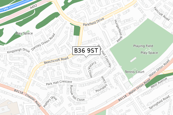 B36 9ST map - large scale - OS Open Zoomstack (Ordnance Survey)