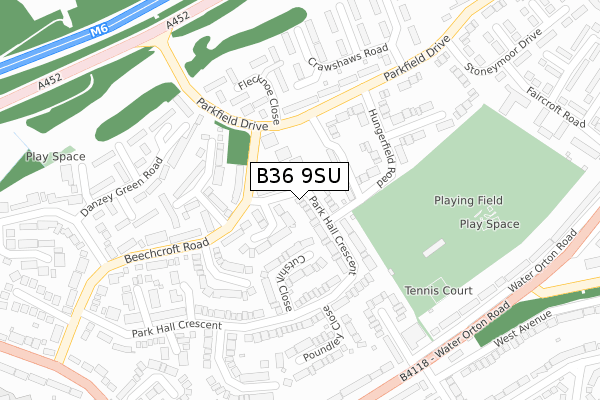 B36 9SU map - large scale - OS Open Zoomstack (Ordnance Survey)