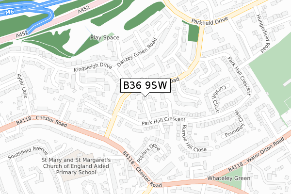 B36 9SW map - large scale - OS Open Zoomstack (Ordnance Survey)