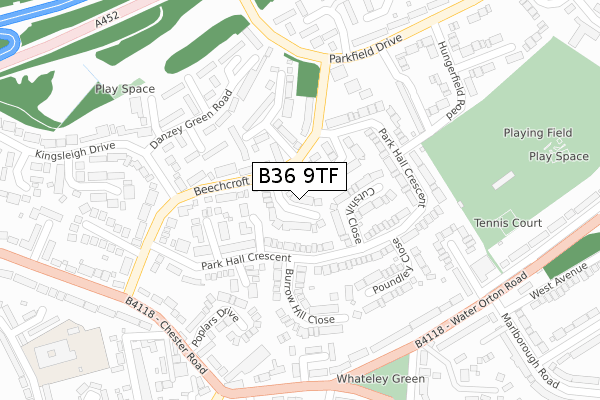 B36 9TF map - large scale - OS Open Zoomstack (Ordnance Survey)