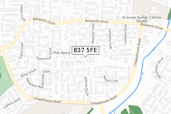 B37 5FE map - large scale - OS Open Zoomstack (Ordnance Survey)