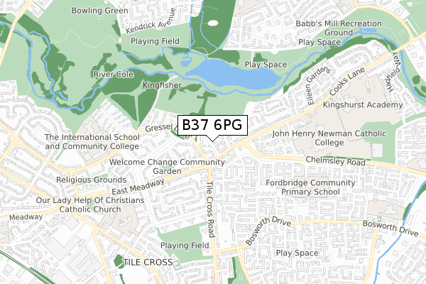 B37 6PG map - small scale - OS Open Zoomstack (Ordnance Survey)