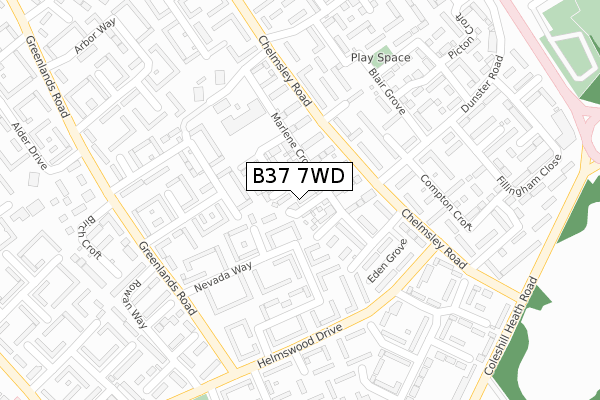 B37 7WD map - large scale - OS Open Zoomstack (Ordnance Survey)