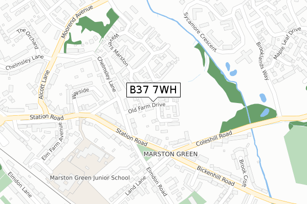 B37 7WH map - large scale - OS Open Zoomstack (Ordnance Survey)