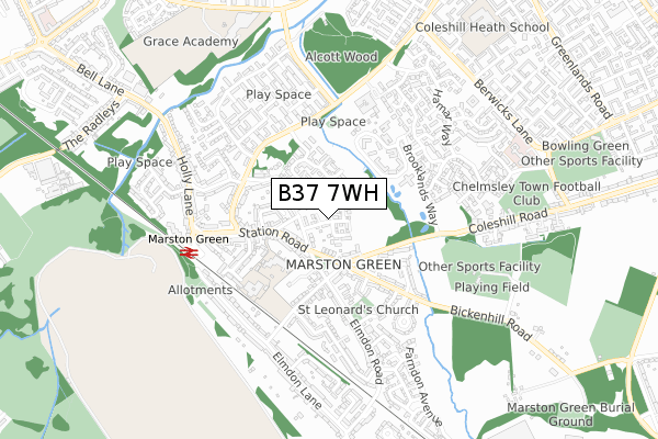 B37 7WH map - small scale - OS Open Zoomstack (Ordnance Survey)