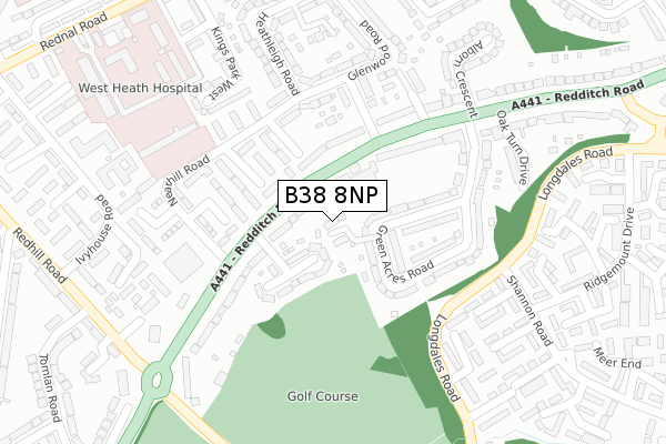 B38 8NP map - large scale - OS Open Zoomstack (Ordnance Survey)