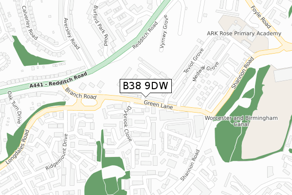 B38 9DW map - large scale - OS Open Zoomstack (Ordnance Survey)