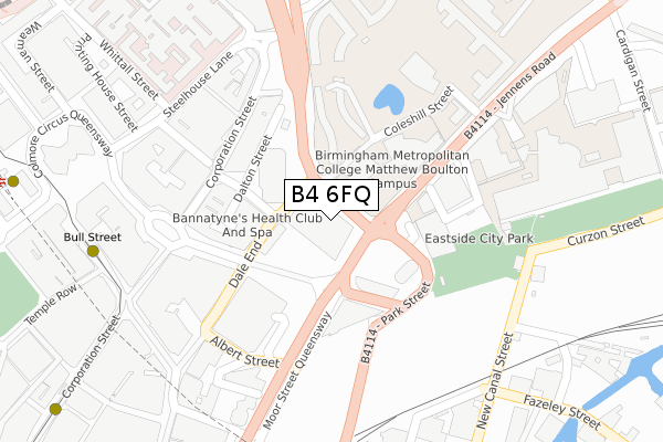 B4 6FQ map - large scale - OS Open Zoomstack (Ordnance Survey)
