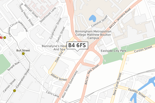 B4 6FS map - large scale - OS Open Zoomstack (Ordnance Survey)