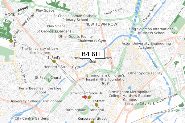 B4 6LL map - small scale - OS Open Zoomstack (Ordnance Survey)