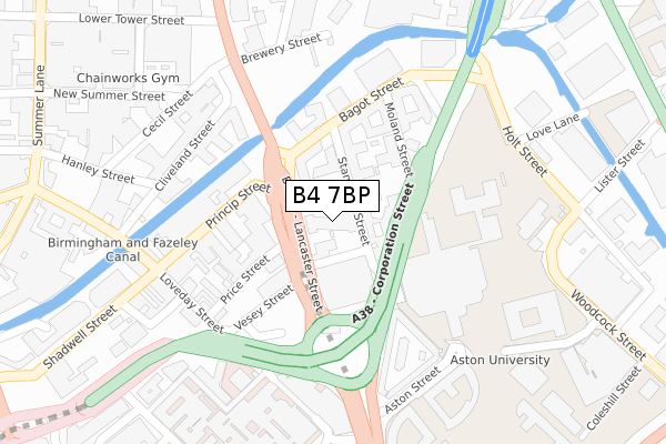 B4 7BP map - large scale - OS Open Zoomstack (Ordnance Survey)