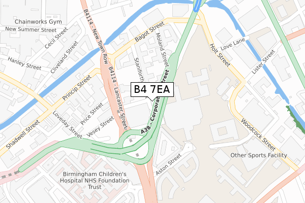 B4 7EA map - large scale - OS Open Zoomstack (Ordnance Survey)