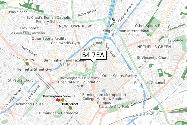 B4 7EA map - small scale - OS Open Zoomstack (Ordnance Survey)