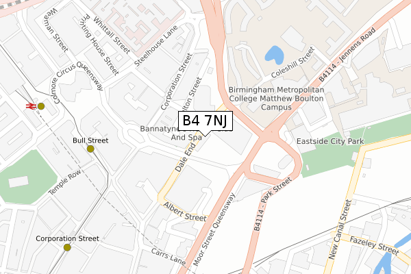 B4 7NJ map - large scale - OS Open Zoomstack (Ordnance Survey)