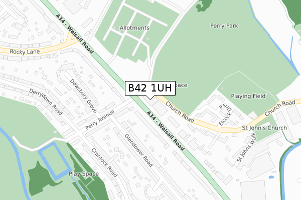 B42 1UH map - large scale - OS Open Zoomstack (Ordnance Survey)