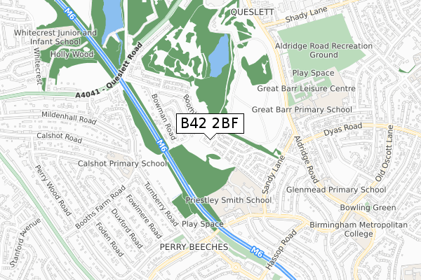 B42 2BF map - small scale - OS Open Zoomstack (Ordnance Survey)