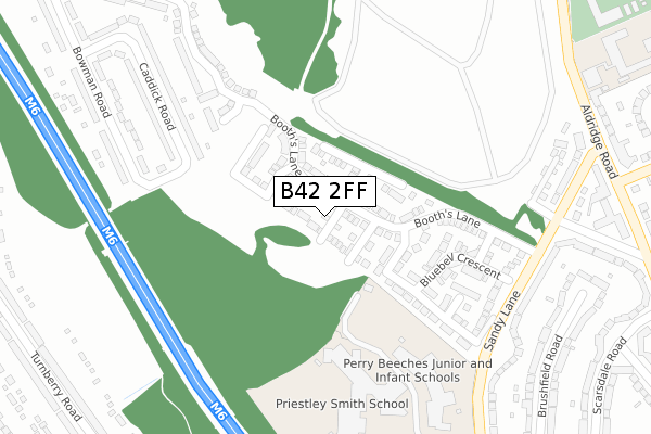 B42 2FF map - large scale - OS Open Zoomstack (Ordnance Survey)