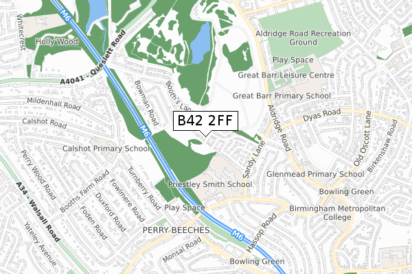 B42 2FF map - small scale - OS Open Zoomstack (Ordnance Survey)