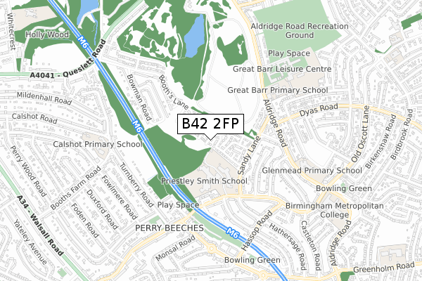 B42 2FP map - small scale - OS Open Zoomstack (Ordnance Survey)