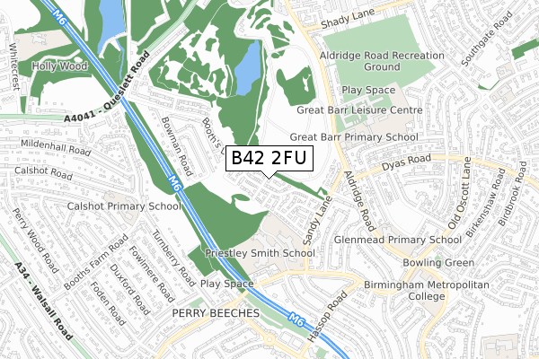 B42 2FU map - small scale - OS Open Zoomstack (Ordnance Survey)