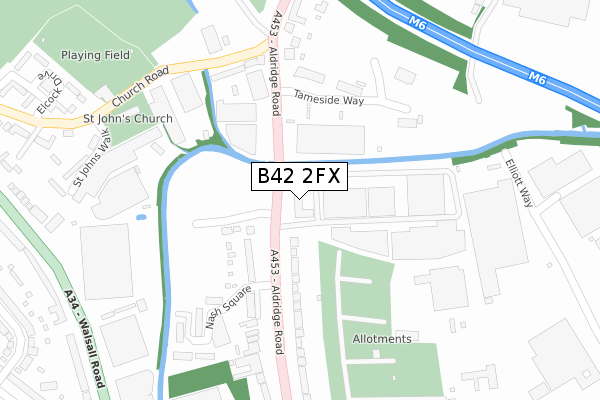 B42 2FX map - large scale - OS Open Zoomstack (Ordnance Survey)