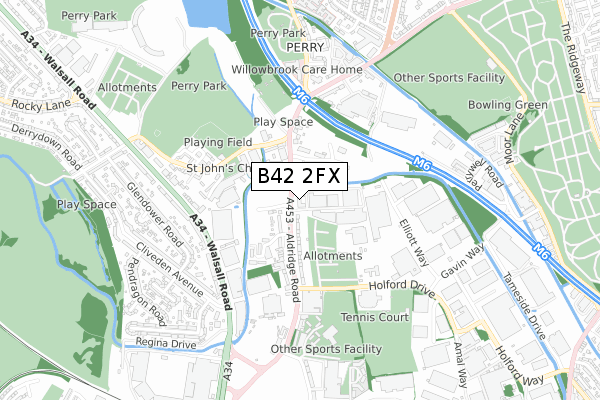 B42 2FX map - small scale - OS Open Zoomstack (Ordnance Survey)