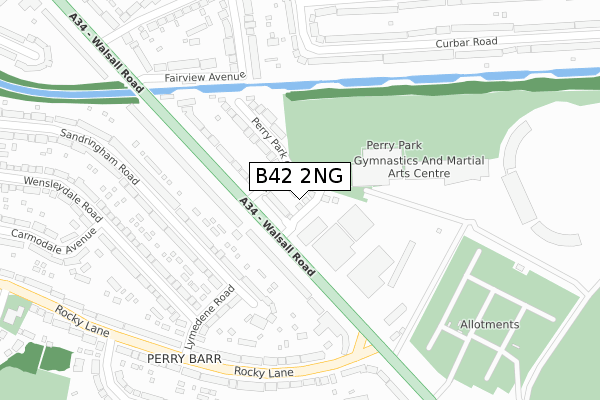 B42 2NG map - large scale - OS Open Zoomstack (Ordnance Survey)