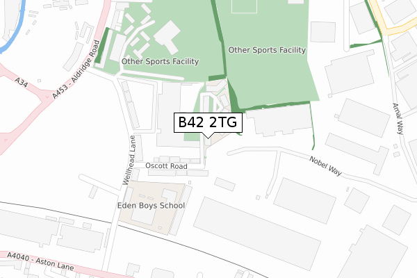 B42 2TG map - large scale - OS Open Zoomstack (Ordnance Survey)