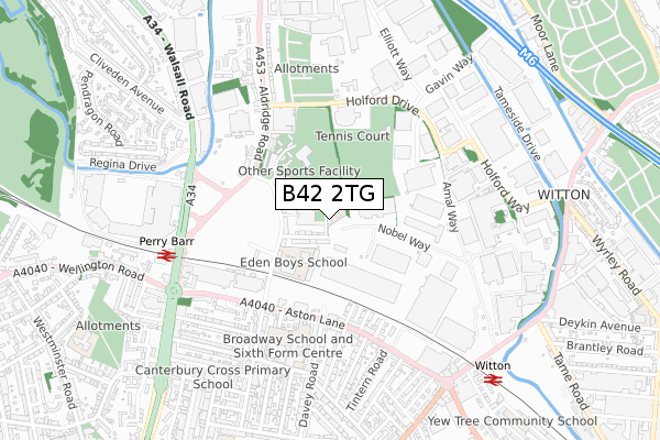 B42 2TG map - small scale - OS Open Zoomstack (Ordnance Survey)