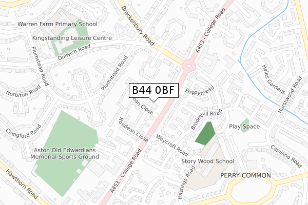 B44 0BF map - large scale - OS Open Zoomstack (Ordnance Survey)