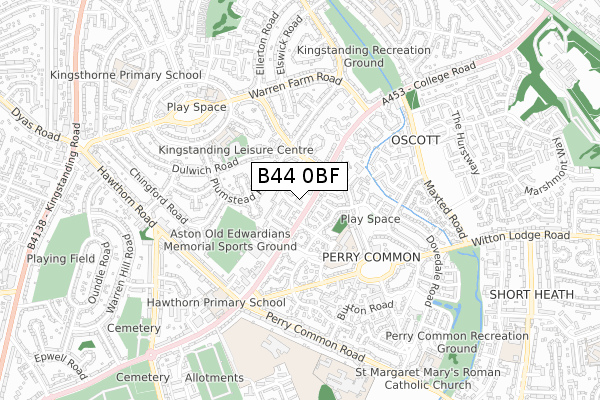 B44 0BF map - small scale - OS Open Zoomstack (Ordnance Survey)