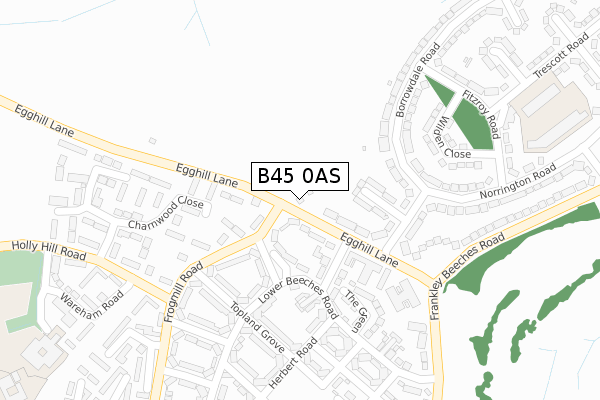 B45 0AS map - large scale - OS Open Zoomstack (Ordnance Survey)