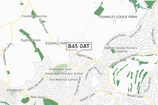 B45 0AT map - small scale - OS Open Zoomstack (Ordnance Survey)