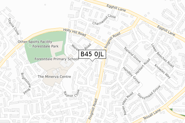 B45 0JL map - large scale - OS Open Zoomstack (Ordnance Survey)